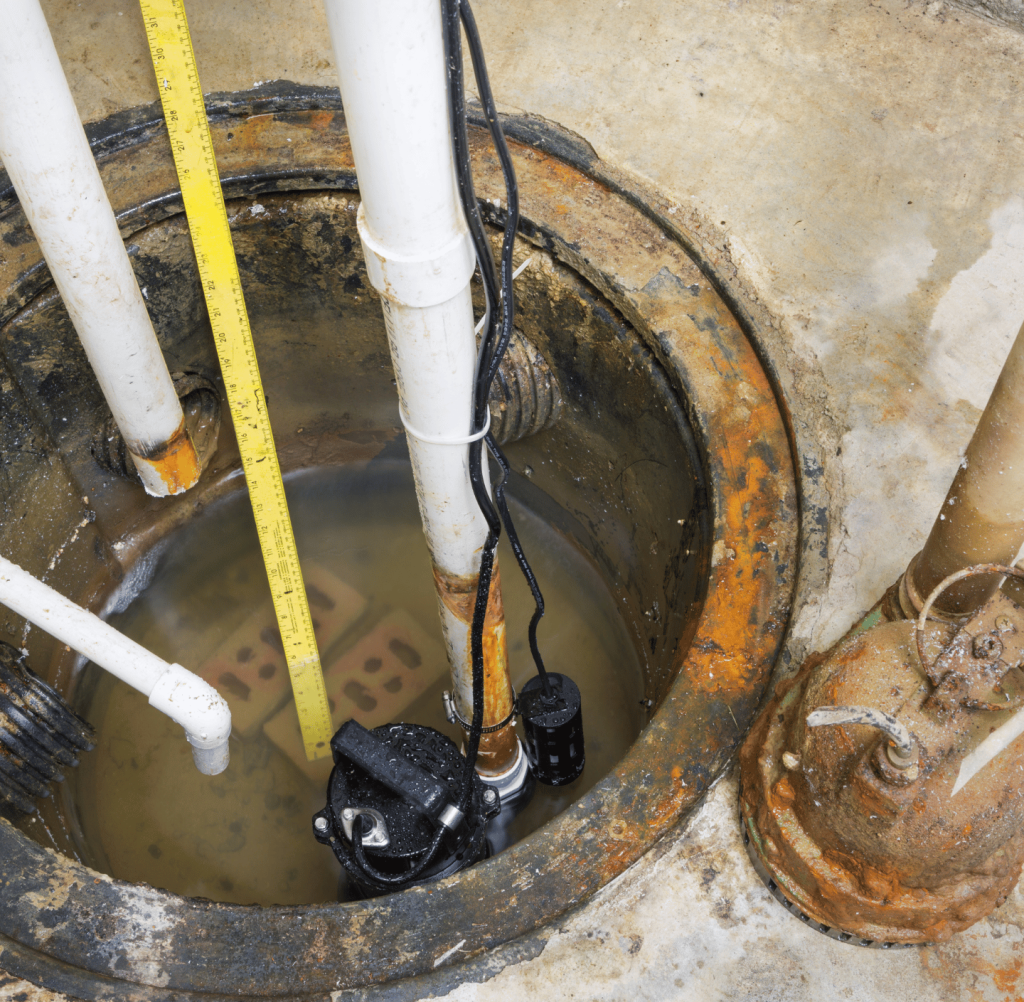 sump pump Avon CT rusty pump white pipes